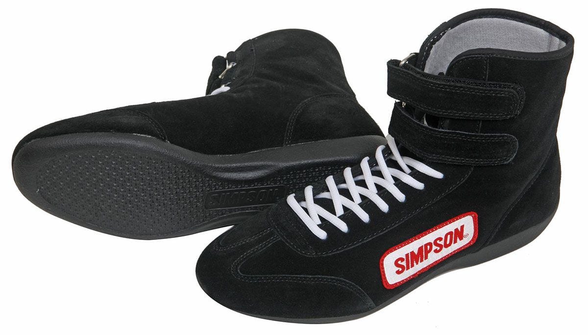 SIMPSON Size 8 Black, SFI Approved High Top Driving Shoe SI28800BK Autofit