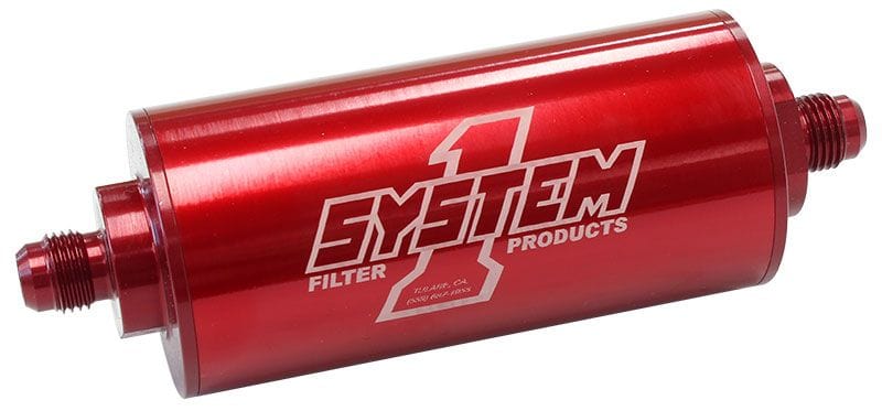 SYSTEMONE 2" O.D x 6" Long -10AN Ends. 30 Micron Medium Billet In-Line Fuel Filter Red Anodized SY201-203410 Autofit