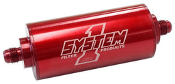 SYSTEMONE 2" O.D x 6" Long -6AN Ends. 30 Micron Medium Billet In-Line Fuel Filter Red Anodized SY201-203406 Autofit