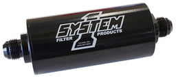 SYSTEMONE 2" O.D x 6" Long -8AN Ends. 30 Micron Medium Billet In-Line Fuel Filter Black Anodized SY201-203408-B Autofit