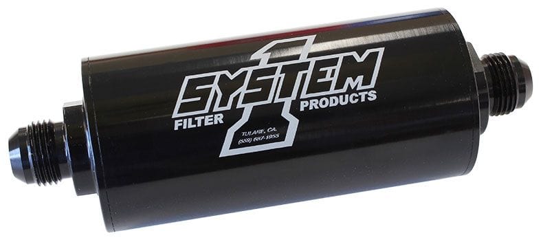 SYSTEMONE 2" O.D x 6" Long -8AN Ends. 30 Micron Medium Billet In-Line Fuel Filter Black Anodized SY201-203408-B Autofit