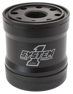 SYSTEMONE 3-3/4" Diameter With 35 Micron S/S Filter Spin On Oil Filter 3" Long Black Anodized with Metric Threads SY210-314 Autofit
