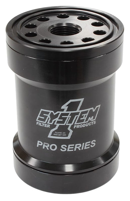 SYSTEMONE 3-3/4" Diameter With 75 Micron S/S Filter Spin On Oil Filter 5-3/4" Long Black Anodized with Universal Threads SY209-571-B Autofit