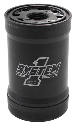 SYSTEMONE 3" Diameter With 35 Micron S/S Filter Spin On Oil Filter 5-1/4" Long Black Anodized with Metric Threads SY210-514 Autofit