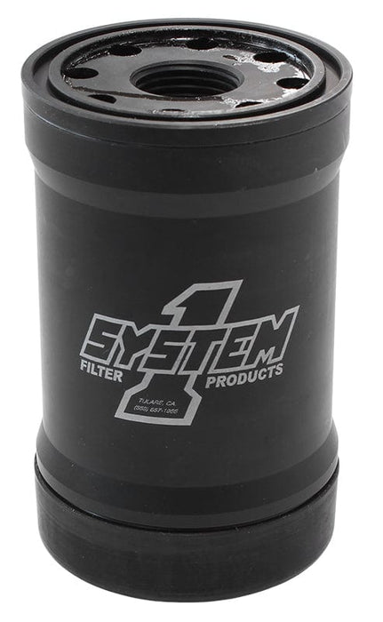 SYSTEMONE 3" Diameter With 35 Micron S/S Filter Spin On Oil Filter 5-1/4" Long Black Anodized with Universal Threads SY210-561 Autofit