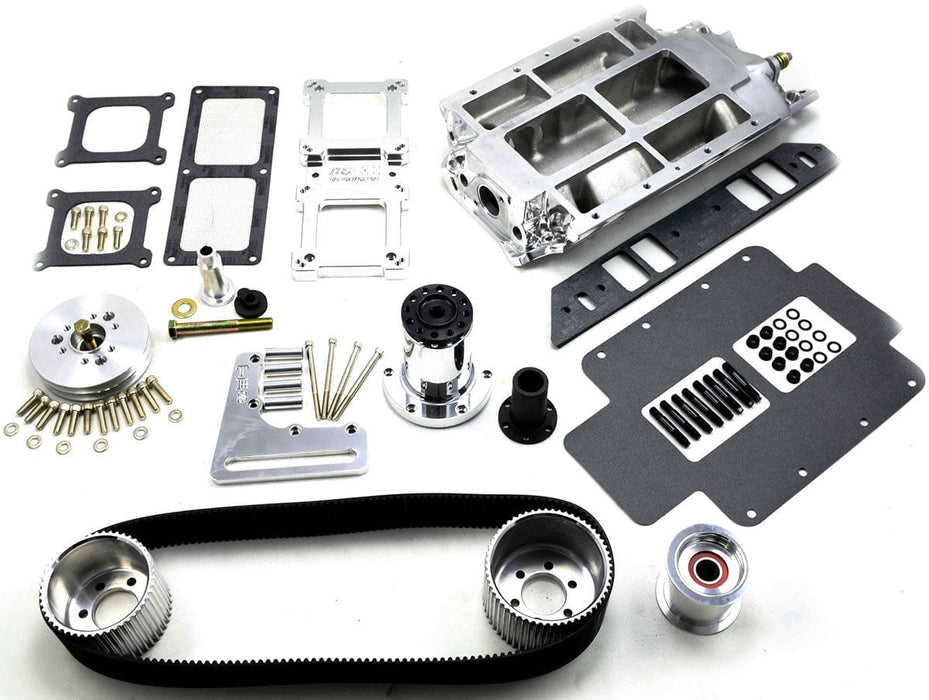TBS Suit BB Chev STD Deck, 2V Accessory, Rectangle Port, Polished 8-71 Blower Drive Kit B2711 Autofit