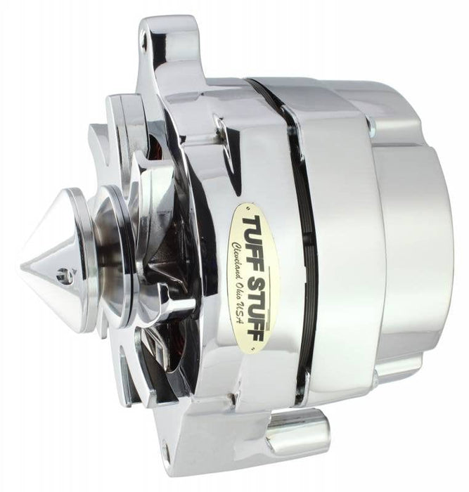 TUFFSTUFF 100 AMP, 1 Wire, Internal Regulator, Single V Groove Pulley Chrome Smooth "Silver Bullet" Ford Alternator TUF7068ABULL Autofit