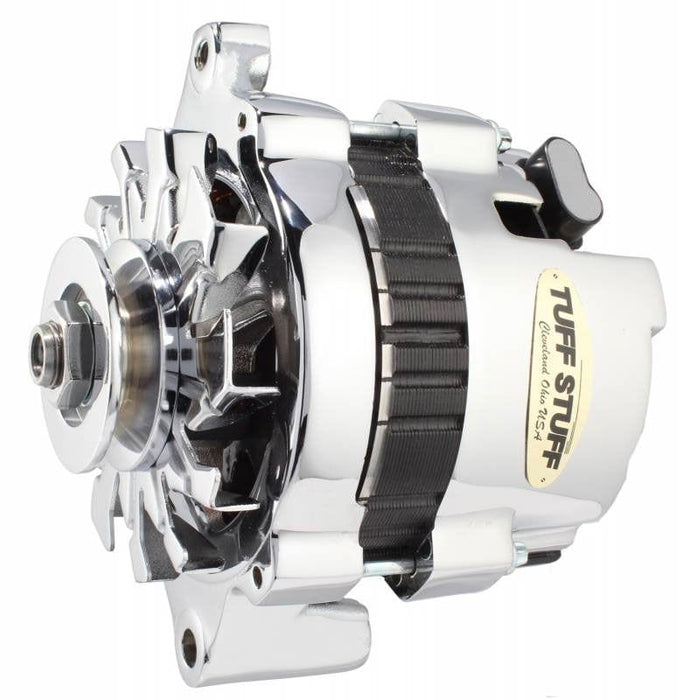 TUFFSTUFF 120 Amp, 1-Wire, Single V-Groove Pulley, Back Terminal Chrome GM Mini Alternator TUF7937A Autofit