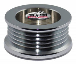TUFFSTUFF 5 Groove Serpentine, 2.25" O.D Chrome Billet Steel Alternator Pulley TUF7610B Autofit