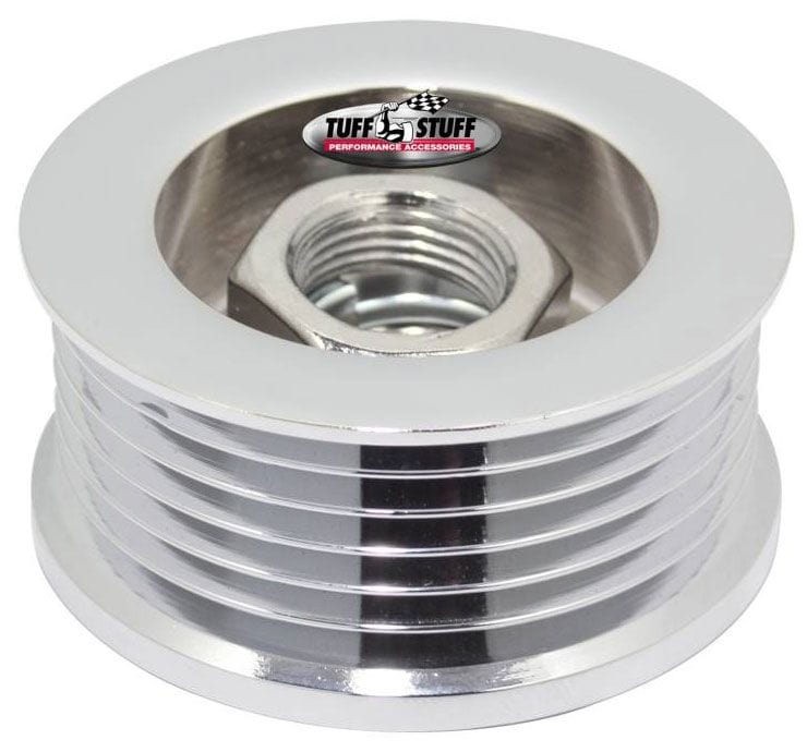 TUFFSTUFF 6 Groove Serpentine, 2.25" O.D Chrome Billet Steel Alternator Pulley TUF7610A Autofit