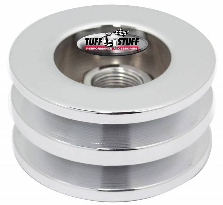 TUFFSTUFF Double V-Groove, 2.628" O.D Chrome Billet Steel Alternator Pulley TUF7610F Autofit