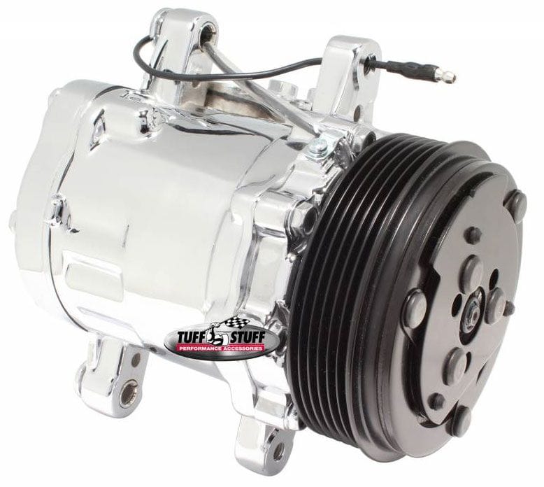 TUFFSTUFF R-12 Style, 6 Groove Serpentine Pulley Sanden Style A/C Compressor, Chrome TUF4517NA6G Autofit