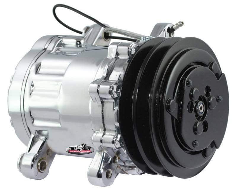 TUFFSTUFF R-134A Style, Double V-Groove Pulley Peanut Style A/C Compressor, Chrome TUF4517NADP Autofit