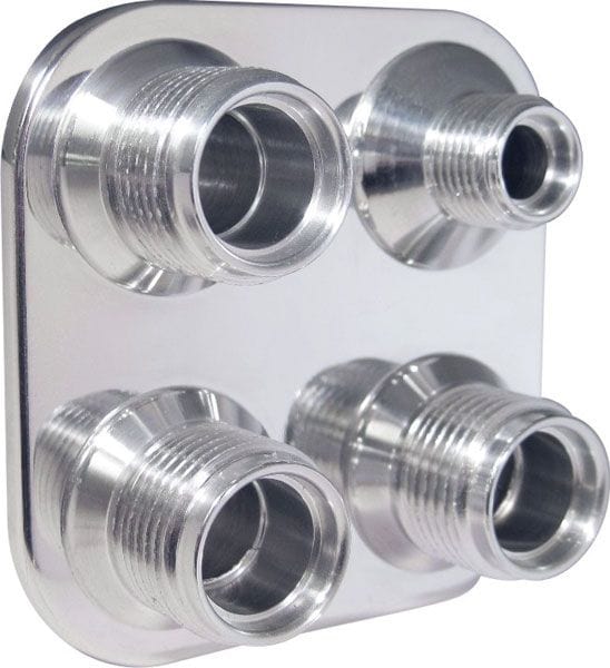 VINTAGEAIR -6 & -10 Male Vintage Air A/C &:; Heater 4-Way Square Polished Bulkhead VA384600-MBA Autofit