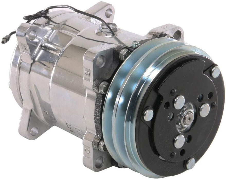 VINTAGEAIR with #8 & #10 Fittings SD508 A/C Compressor Double V-Groove Pulley, Rear ExitPolsihed VA047001-SUQ Autofit