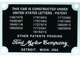 VINTIQUE Suit 1932-34 Ford Vintique Inc Firewall Patent Number Plates VI40-18650 Autofit