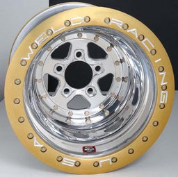 WELD 5 x 4.75" Bolt Circle with 4" Backspace AlumaStar 2.0 16 x 15" Double Bead-Loc Wheel - Polished Finish with Gold Bead-Lo Autofit