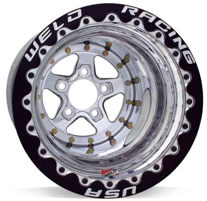 Weld Aluma Star 15 x 10" Polished Wheel with Black Double Beadlock for M/T Autofit