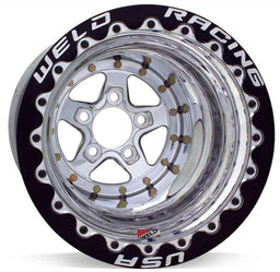 Weld Aluma Star 15 x 12" Polished Wheel, Black Double Beadlock for M/T Autofit