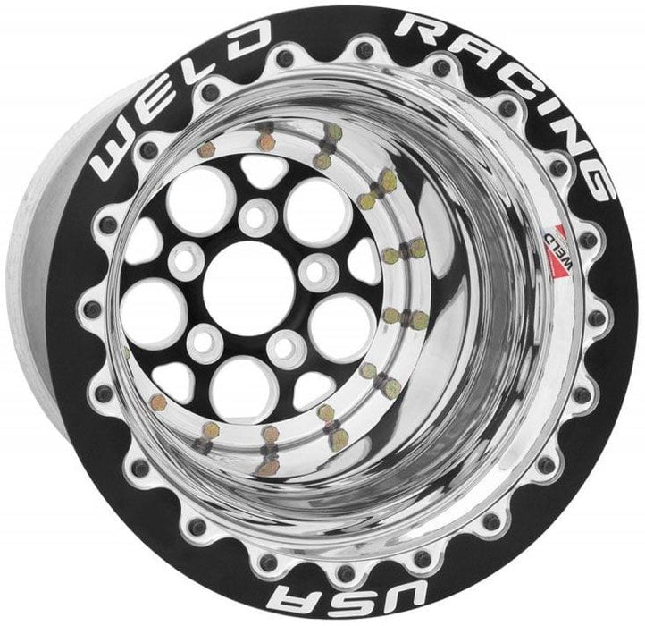Weld Magnum Drag 15 x 10" Polished Wheel with Black Center, Double Beadlock for M/T Autofit