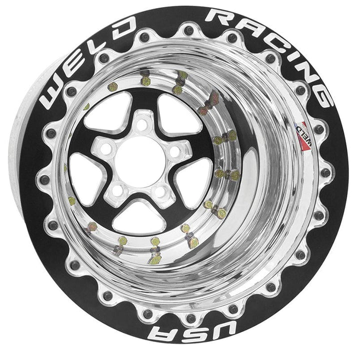 Weld Racing 15" x 10", 3" B/S With 5 x 4.75" B/C, Double Bead-Loc With M/T Alumastar Drag Rim - Black Center WE88B-510276MB Autofit