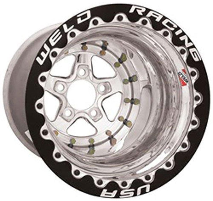 Weld Racing 5 x 4.75" Bolt Circle with 4" Backspace Aluma-Star 15 x 12" Wheel, Polished, Single Beadlock WE88512278D Autofit