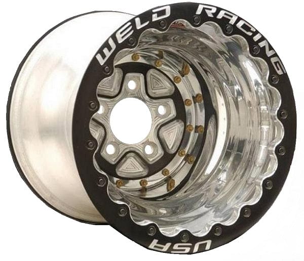 Weld Racing 5 x 5.5" Bolt Circle with 5" Backspace AlumaStar Pro 16 x 16" Double Bead-Loc Wheel - Black Center/Polished Outter Fini Autofit