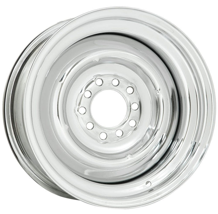 WHEELVINT 4-1/2 & 4-3/4" Bolt Circle With 3-1/4" Back Space Full Chrome Solid Steel Rim 15 x 5" WV22-5512314 Autofit