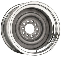 WHEELVINT 4-1/2 & 4-3/4" Bolt Circle With 3-5/8" Back Space Chrome Outer, Grey Primer Center Smoothie Steel Rim 15 x 6" WV13-5612358 Autofit