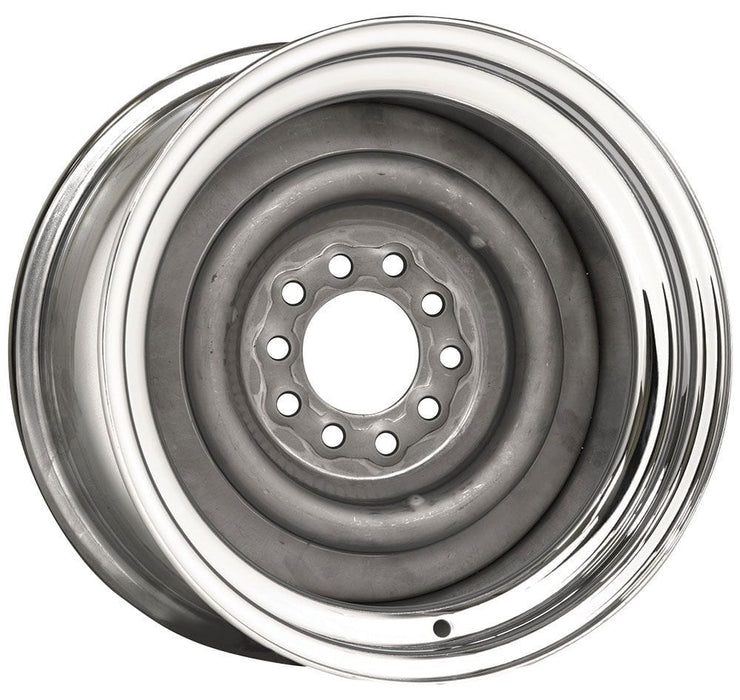 WHEELVINT 4-1/2 & 4-3/4" Bolt Circle With 3-5/8" Back Space Chrome Outer, Grey Primer Center Smoothie Steel Rim 15 x 6" WV13-5612358 Autofit