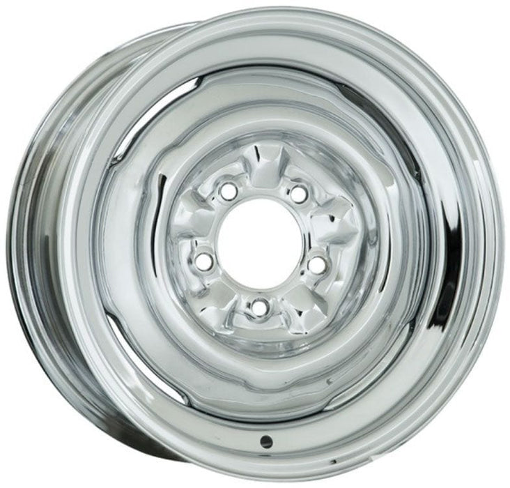 WHEELVINT 4-1/2 & 4-3/4" Bolt Circle With 3" Back Space Chrome Smoothie Steel Rim 15 x 5" WV10-551203 Autofit