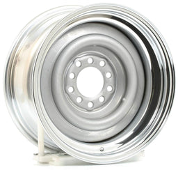WHEELVINT 4-1/2 & 4-3/4" Bolt Circle With 4" Back Space Chrome Outer, Grey Primer Center Smoothie Steel Rim 15 x 7" WV13-571204 Autofit