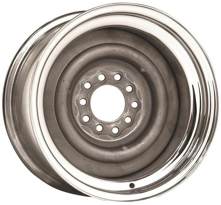 WHEELVINT 4-1/2 & 4-3/4" Bolt Circle With 4" Back Space Chrome Outer, Grey Primer Center Smoothie Steel Rim 15 x 8" WV13-581204 Autofit