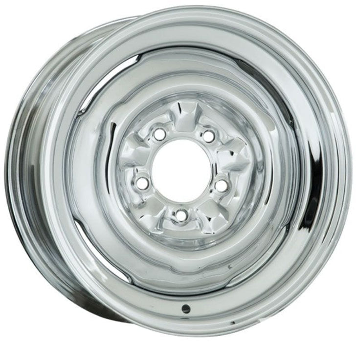 WHEELVINT 4-1/2 & 4-3/4" Bolt Circle With 4" Back Space Chrome Smoothie Steel Rim 15 x 6" WV10-5612358 Autofit