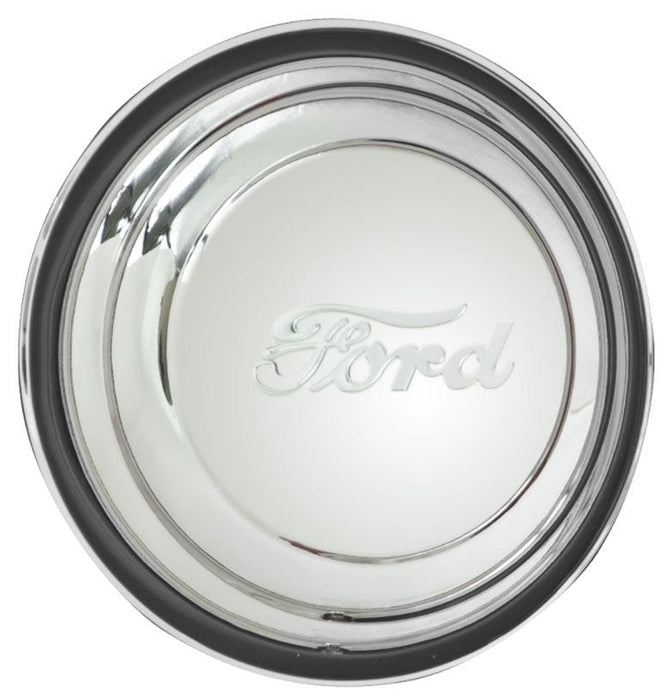 WHEELVINT Ribbed With Ford Script Logo, 14-15" Rim Stainless 1941 Ford Cap WV2008-A Autofit