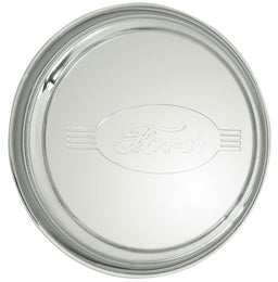 WHEELVINT Ribbed With Ford Script Logo, 14-15" Rim Stainless 1942 Ford Cap WV2009-A Autofit