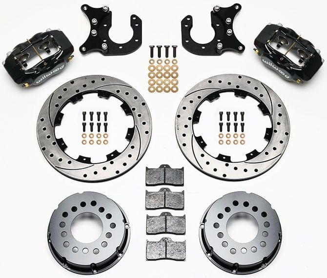 WILWOOD Suit Big Ford New Style, 2.50" Axle Offset, Drilled Forged Dynalite Pro Series Rear Brake Kit Billet WB140-2118-BD Autofit