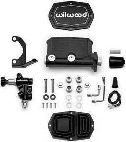 WILWOOD with Bracket and Valve Compact Tandem Master Cylinder Kit, 1" Bore, Black WB261-14963-BK Autofit